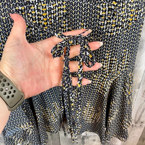 REISS Stefania Printed Dress in Black Yellow Multi Size 8. - Picture 7 of 16